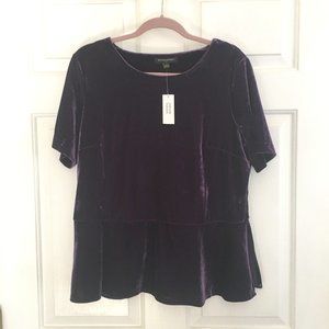 Banana Republic Purple Velvet Peplum Top Size L